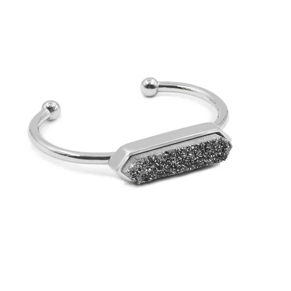 RETAIL $65 Kinsley Armelle Bangle Collection Silver Stormy Quartz Bracelet*NEW